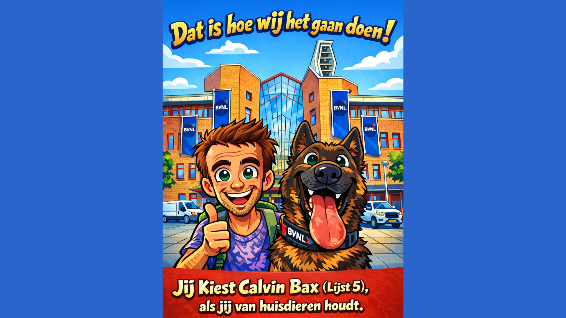 Foto: Calvin Bax (Lijst 5) eerste partij met  specifiek Dierenwelzijn in het programma