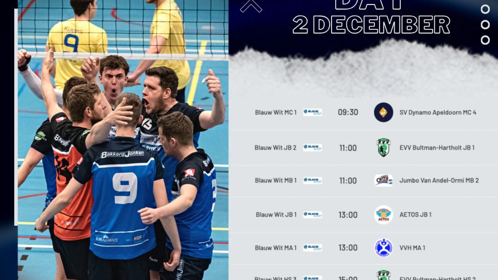 Foto: Zaterdag 2 december weer thuisspeeldag voor Blauw Wit teams