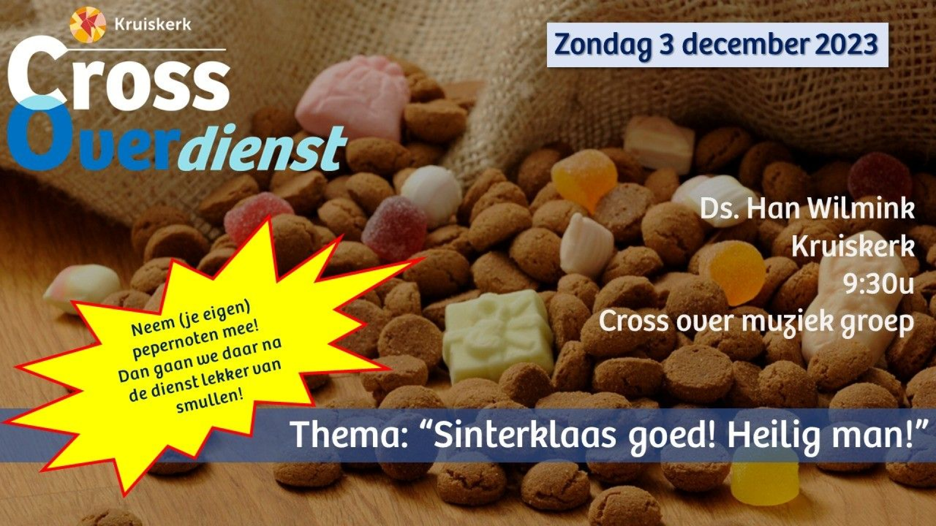 Foto: Cross Over dienst met veel muziek- en pepernoten