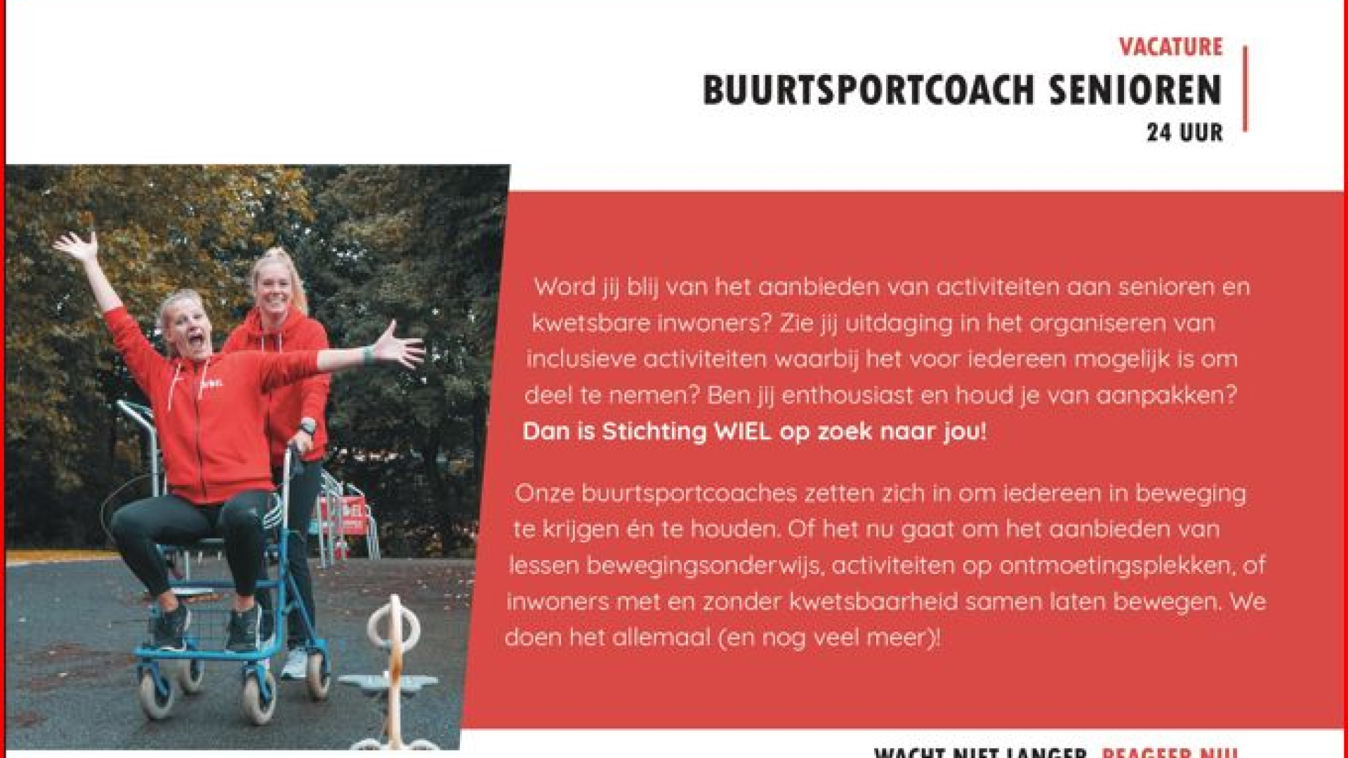 Foto: Vacature: Buurtsportcoach Senioren