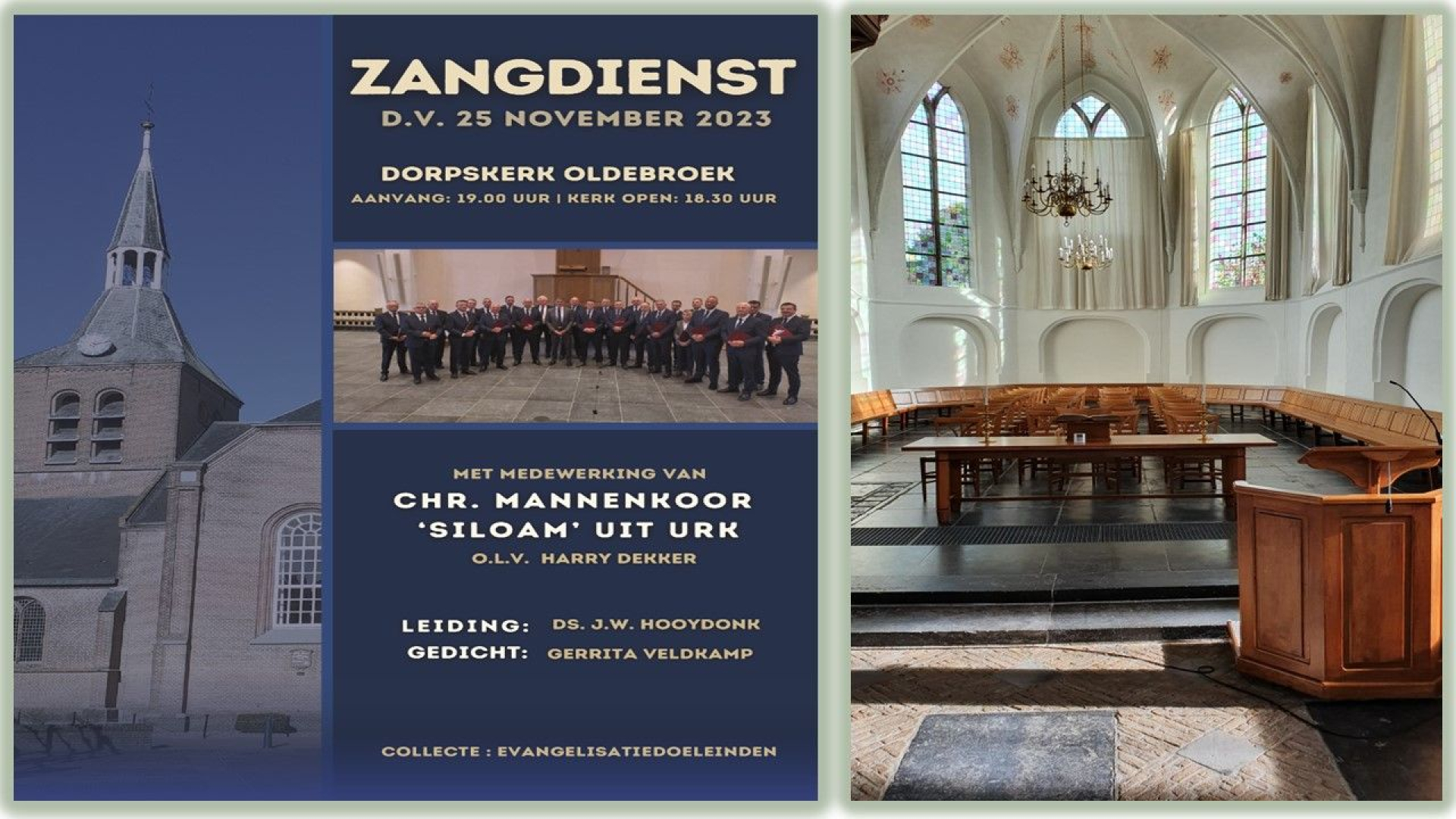 Foto: Zangdienst met Chr. Mannenkoor Siloam uit Urk in Dorpskerk Oldebroek