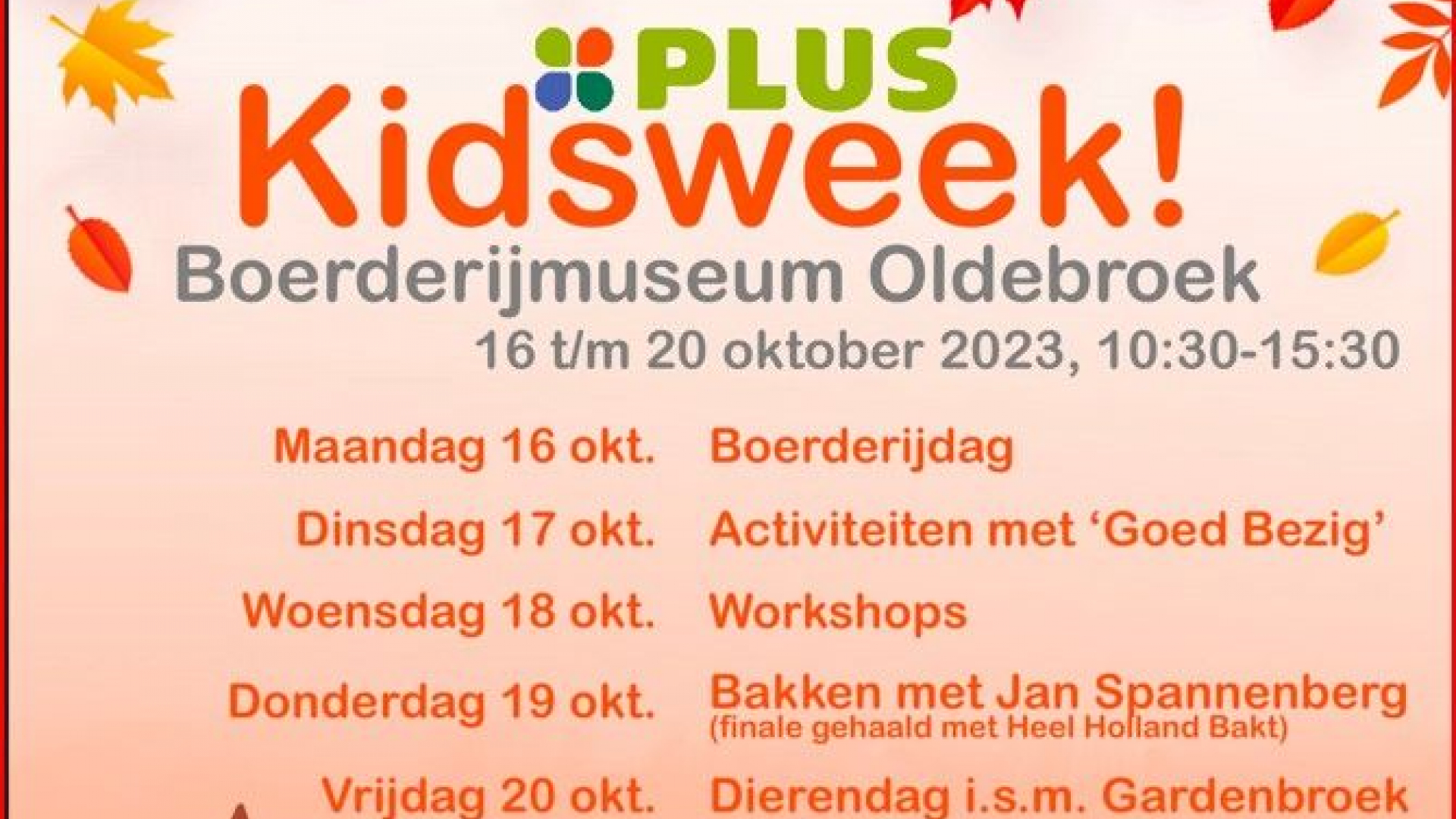 Foto: Plus Vlaar Kidsweek bij Boerderijmuseum  16 t/m 20 oktober 2023
