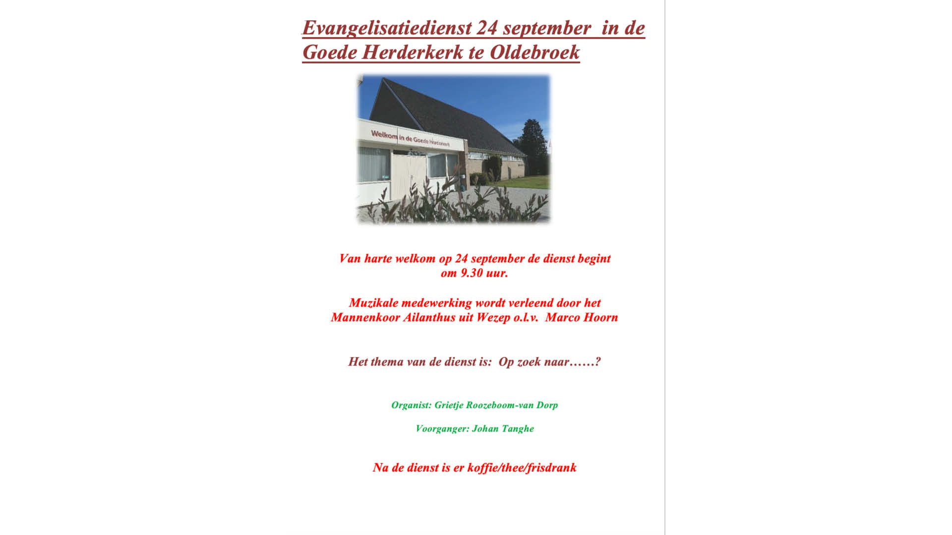 Foto: Evangelisatiedag Goede Herder Kerk