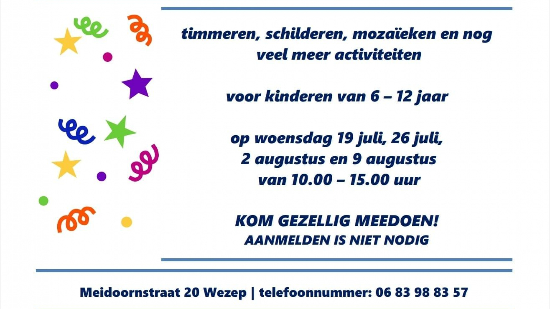 Foto: Activiteiten voor kinderen in De Huiskamer van Wezep