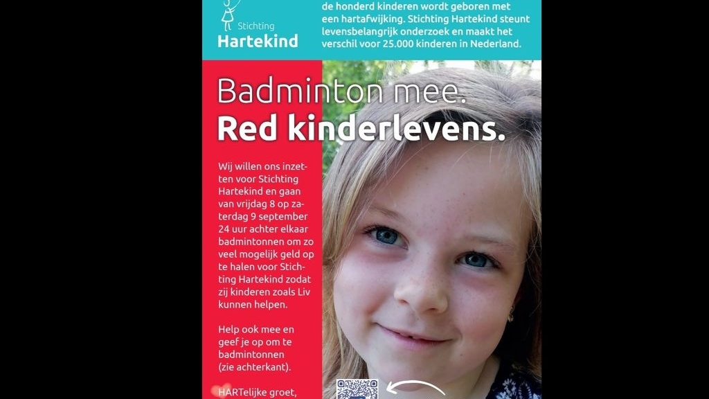 Foto: 24 uur badmintonnen voor Stichting Hartekind