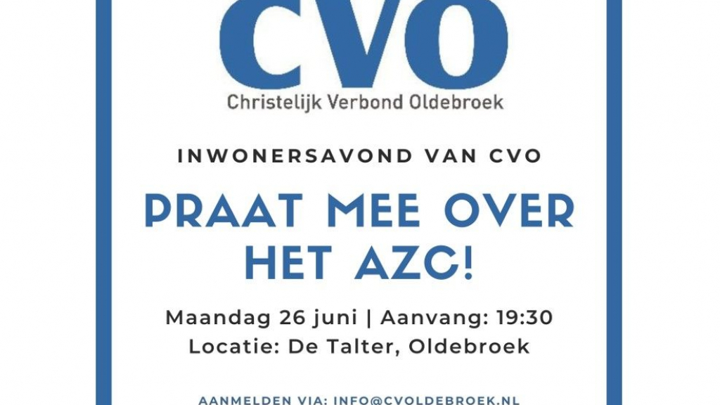 Foto: Uitnodiging: inwonersavond CVO over AZC! - Maandag 26 juni