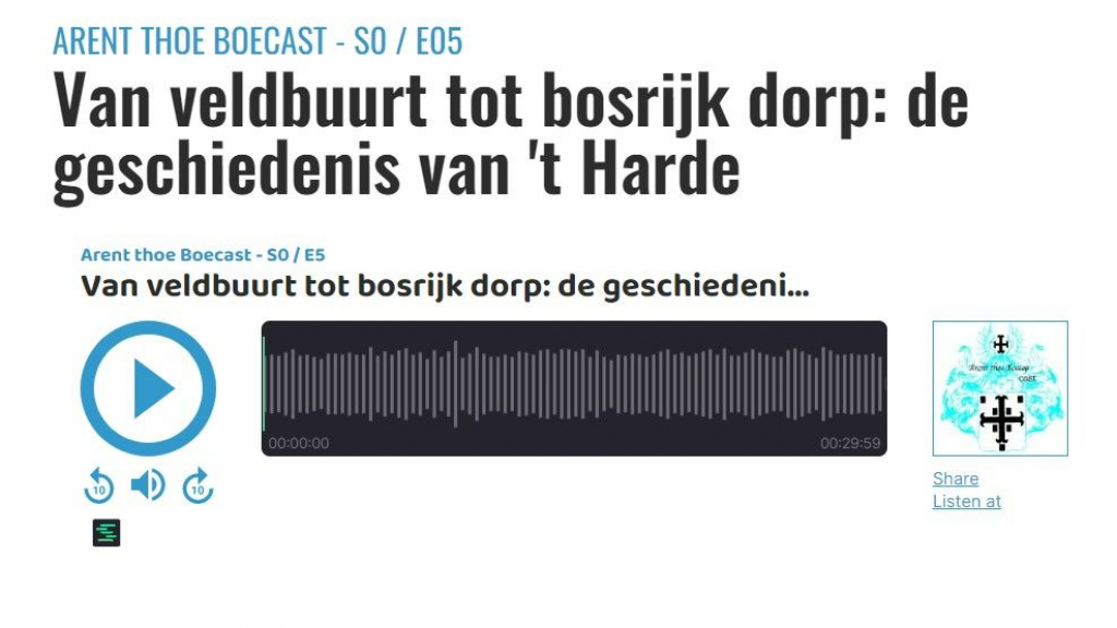 Foto: Arentthoeboecast nr 5: ’t Harde deel 1, van veldbuurt tot bosrijk dorp