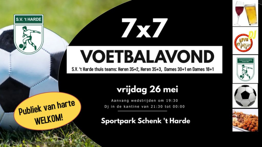 Foto: 7×7 voetbalavond bij S.V. 't Harde met DJ na afloop