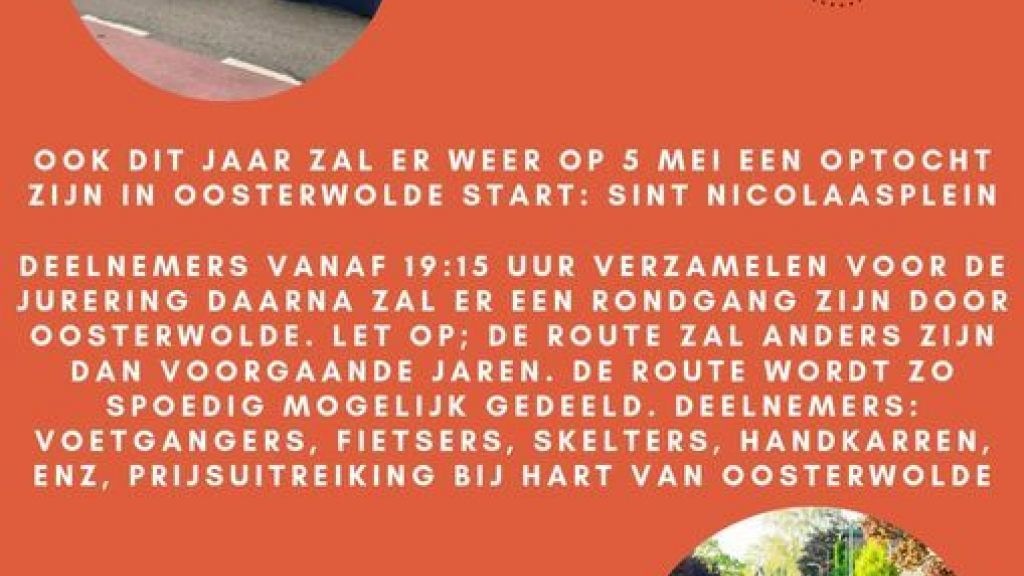 Foto: Optocht op 5 mei in Oosterwolde