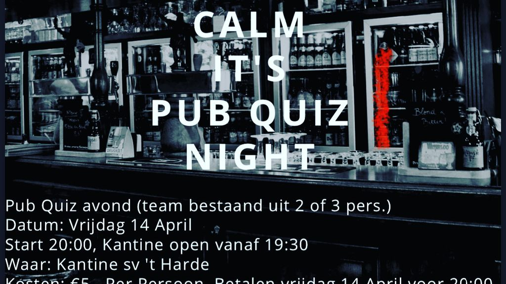 Foto: Pub-Quiz S.V. ‘t Harde aanstaande vrijdag