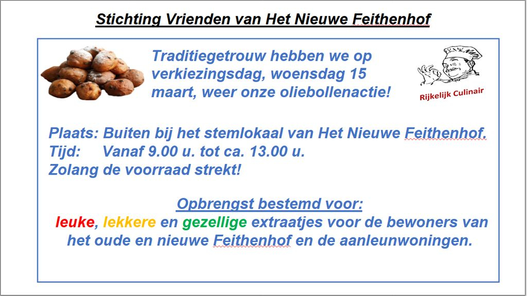 Foto: Oliebollenverkoop Stichting Vrienden van het Nieuwe Feithenhof