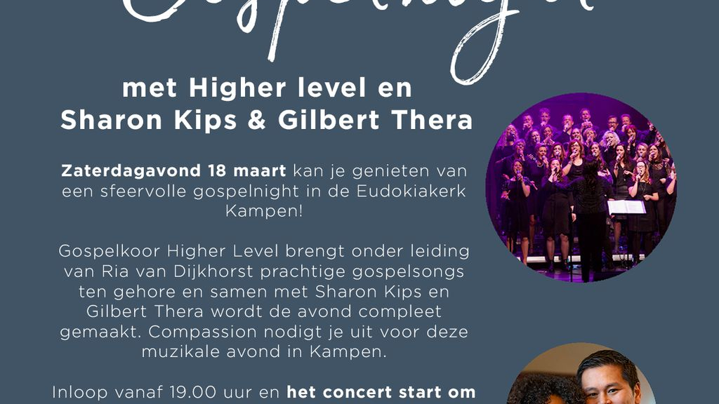Foto: Gospelnight met gospelkoor Higher Level in samenwerking met Sharon Kips en Gilbert Thera