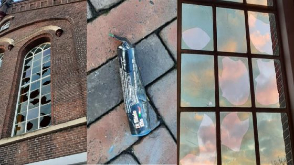 Foto: Ruiten Dorpskerk Nunspeet vernield door zwaar vuurwerk