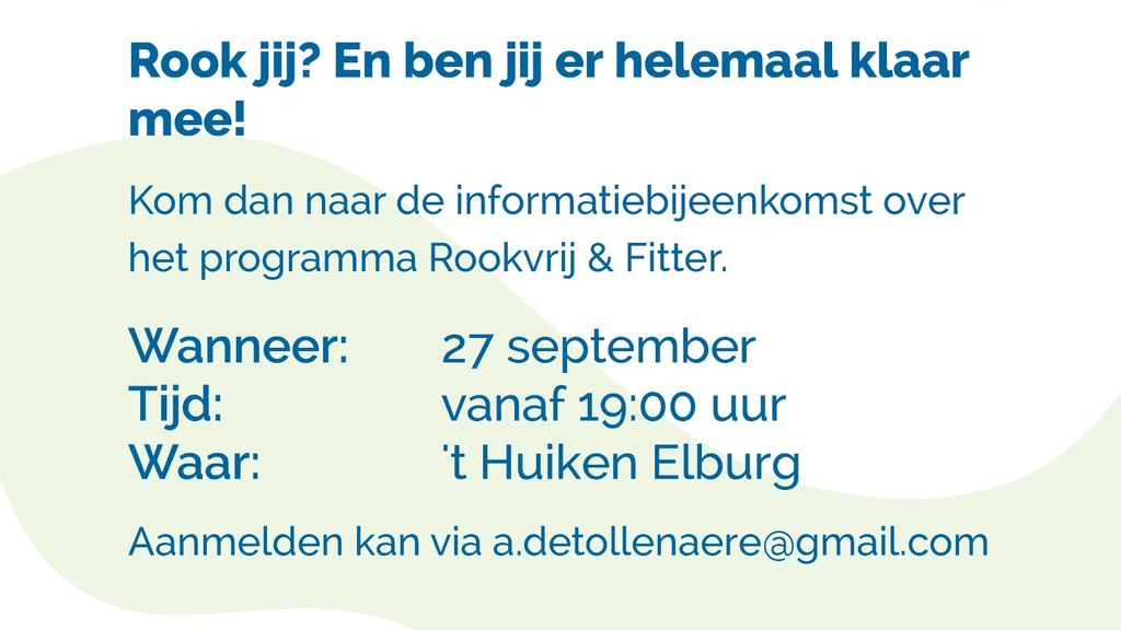 Foto: Informatieavond in 't Huiken over het stoppen met roken