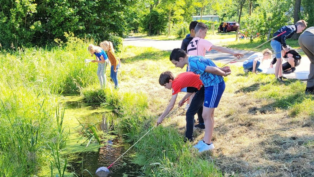Foto: Imkers en Groentje hebben groep 7 van de Schaapskooi op bezoek