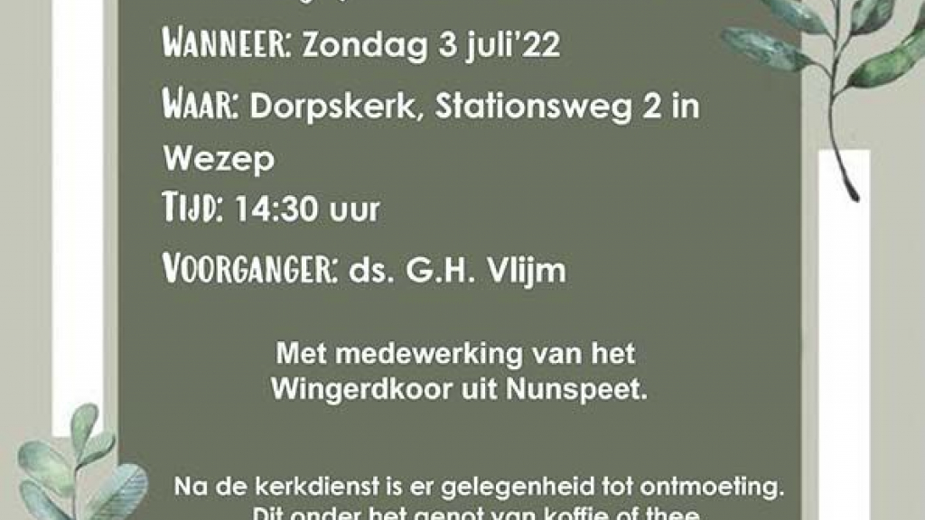 Foto: Aangepaste dienst in de Dorpskerk Wezep