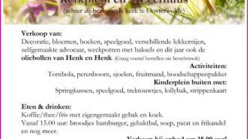 Foto: Voorjaarsmarkt Hervormde gemeente Oosterwolde-Noordeinde