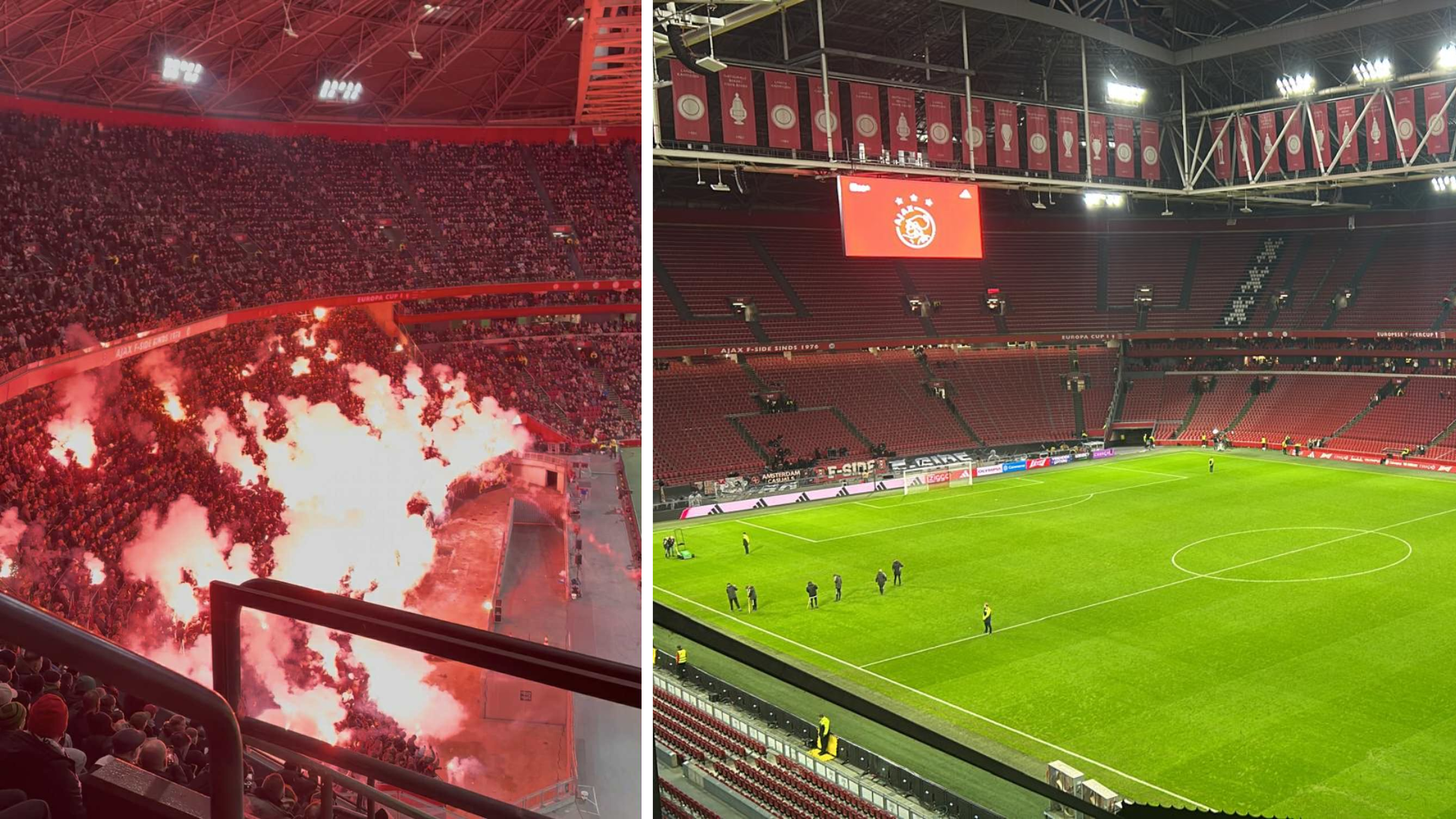Foto: Wat begon met stralende gezichten, eindigde voor drie Ajax-fans uit Putten in teleurstelling