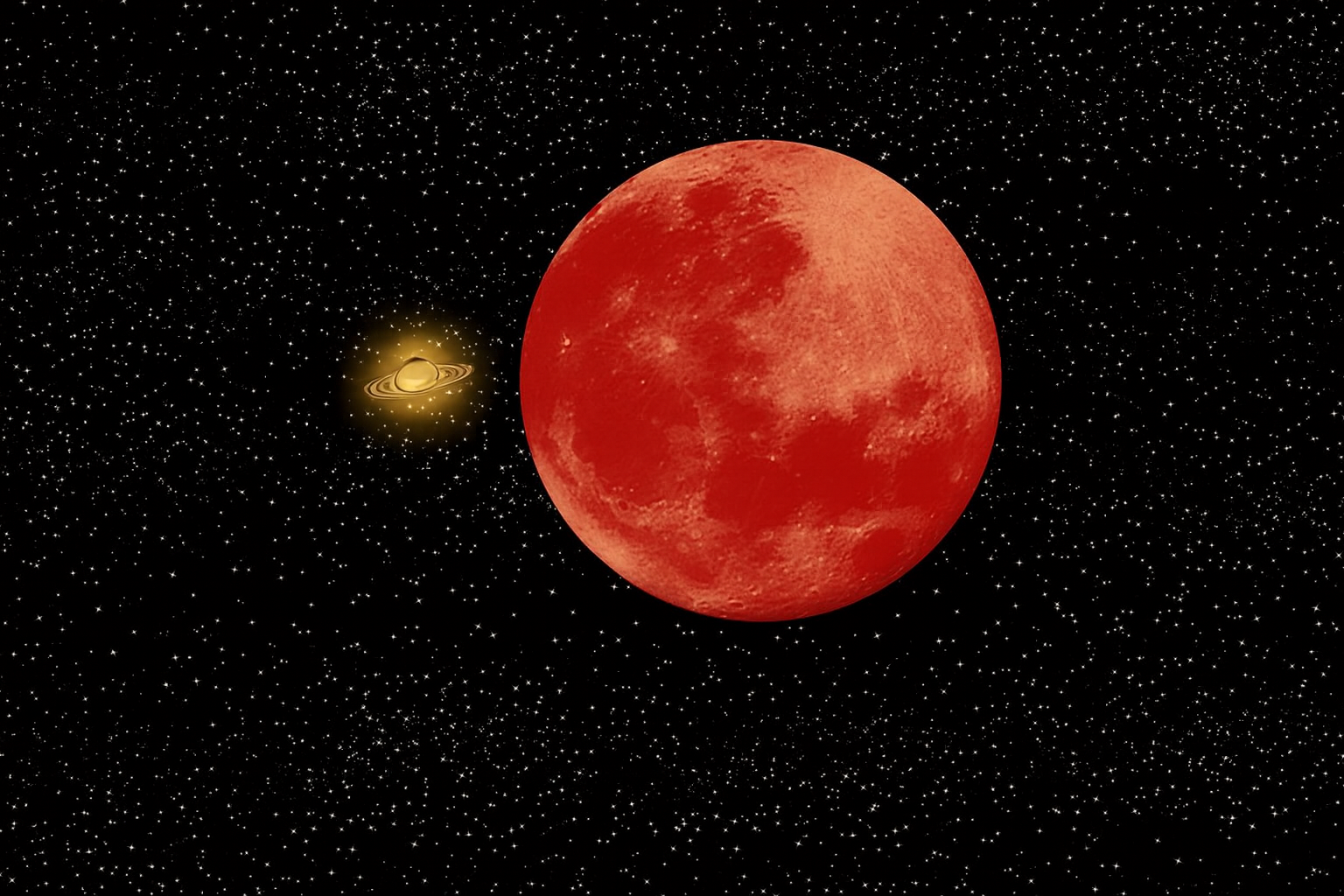 Foto: Totale maansverduistering mét bloedmaan en Saturnus zichtbaar op zondagavond