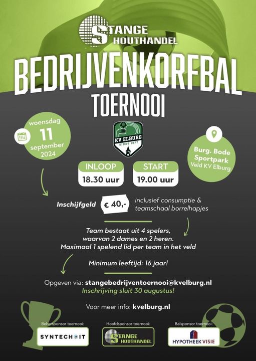 Foto: 1ste editie Stange Houthandel bedrijven korfbaltoernooi