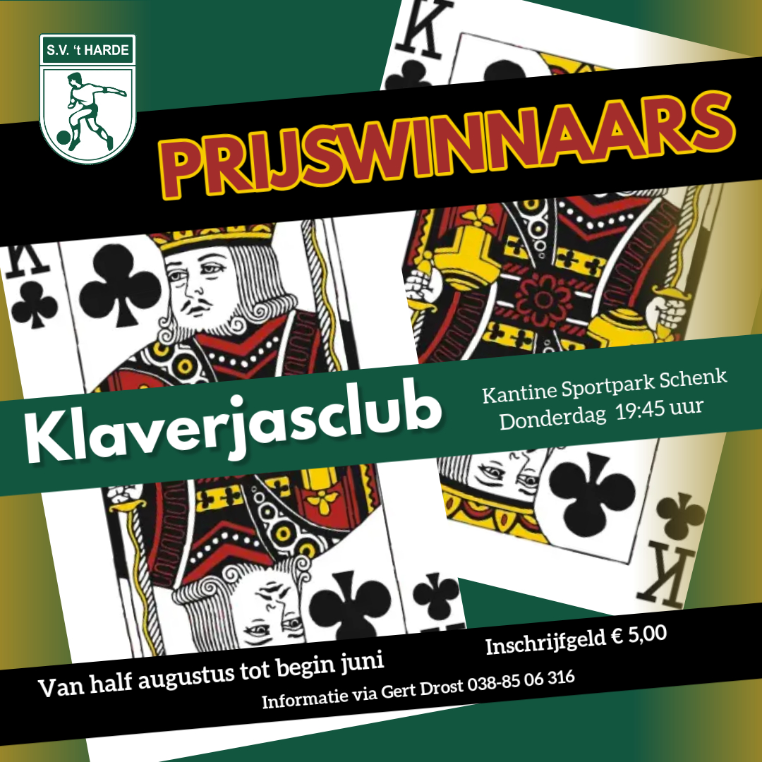 Foto: Prijswinnaars klaverjassen bij Klaverjasklub SV 't Harde