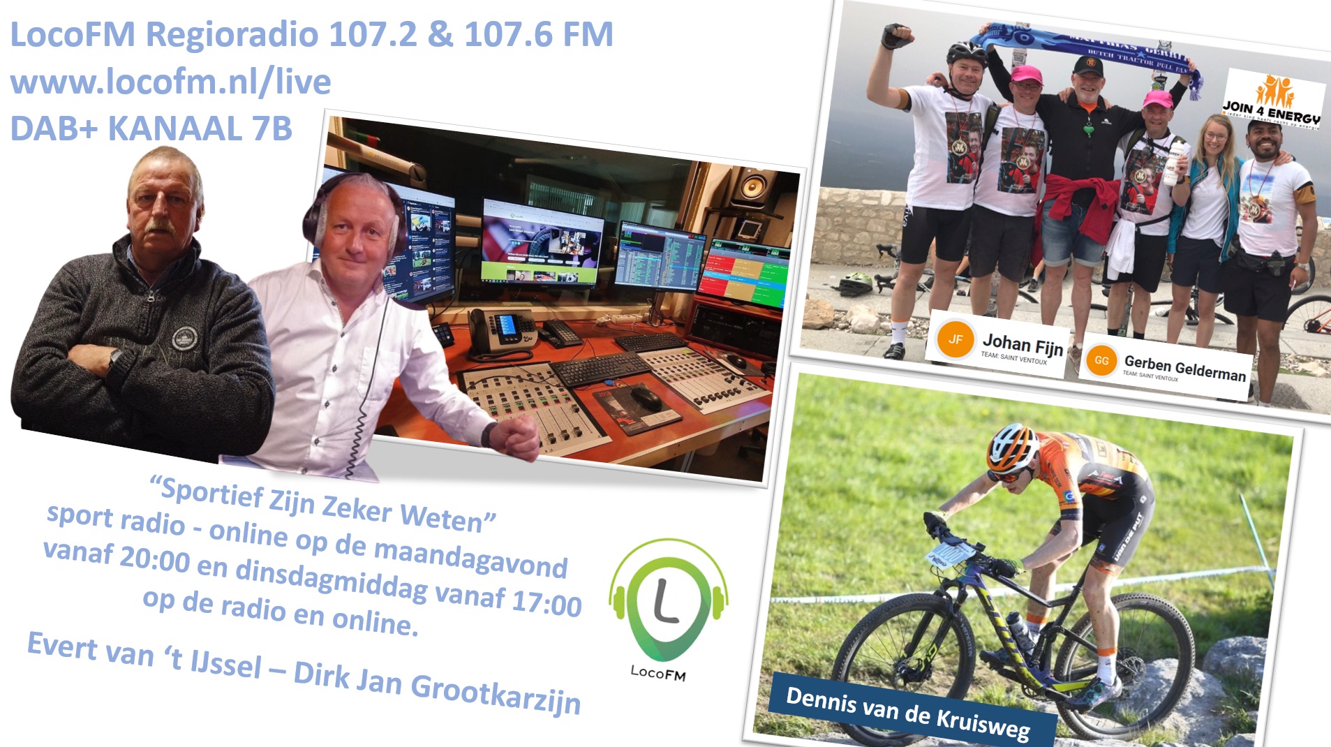 Foto: Johan Fijn, Gerben Gelderman en  Dennis v.d. Kruisweg in Sportief Zijn Zeker Weten