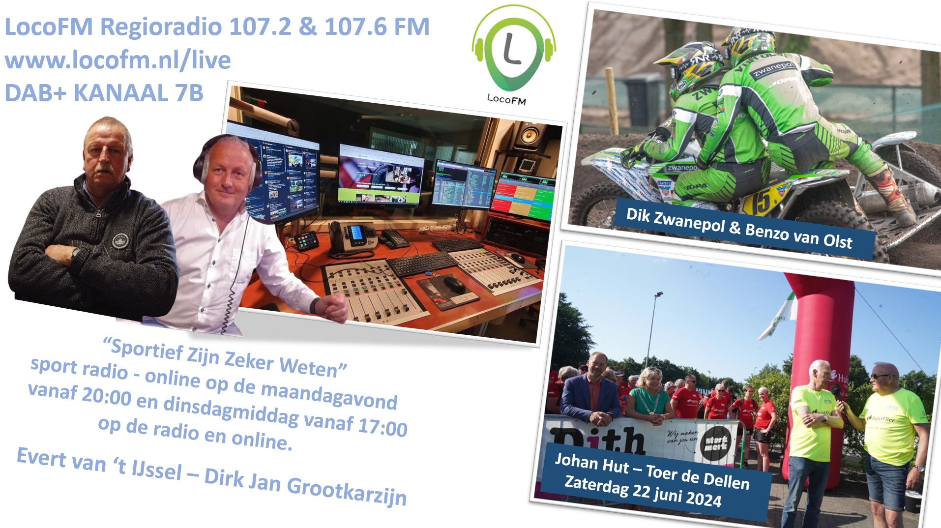 Foto: Dik Zwanepolen Benzo van Olst en Johan Hut te gast in Sportief ZIjn Zeker Weten