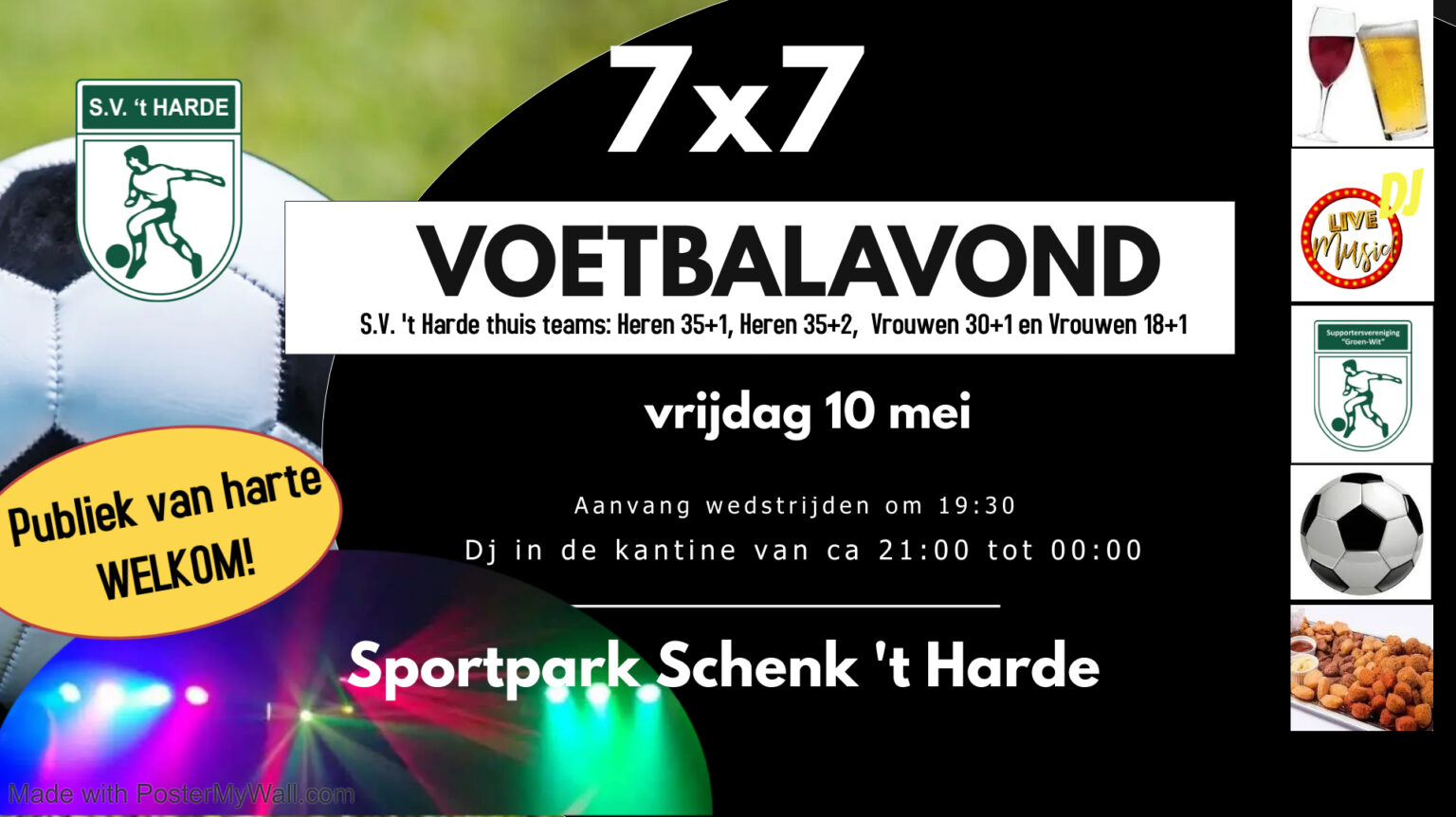 Foto: 7×7 Voetbalavond met DJ na afloop bij S.V. 't Harde