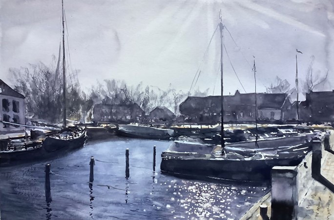 Foto: Schenking aquarel aan Museum Elburg