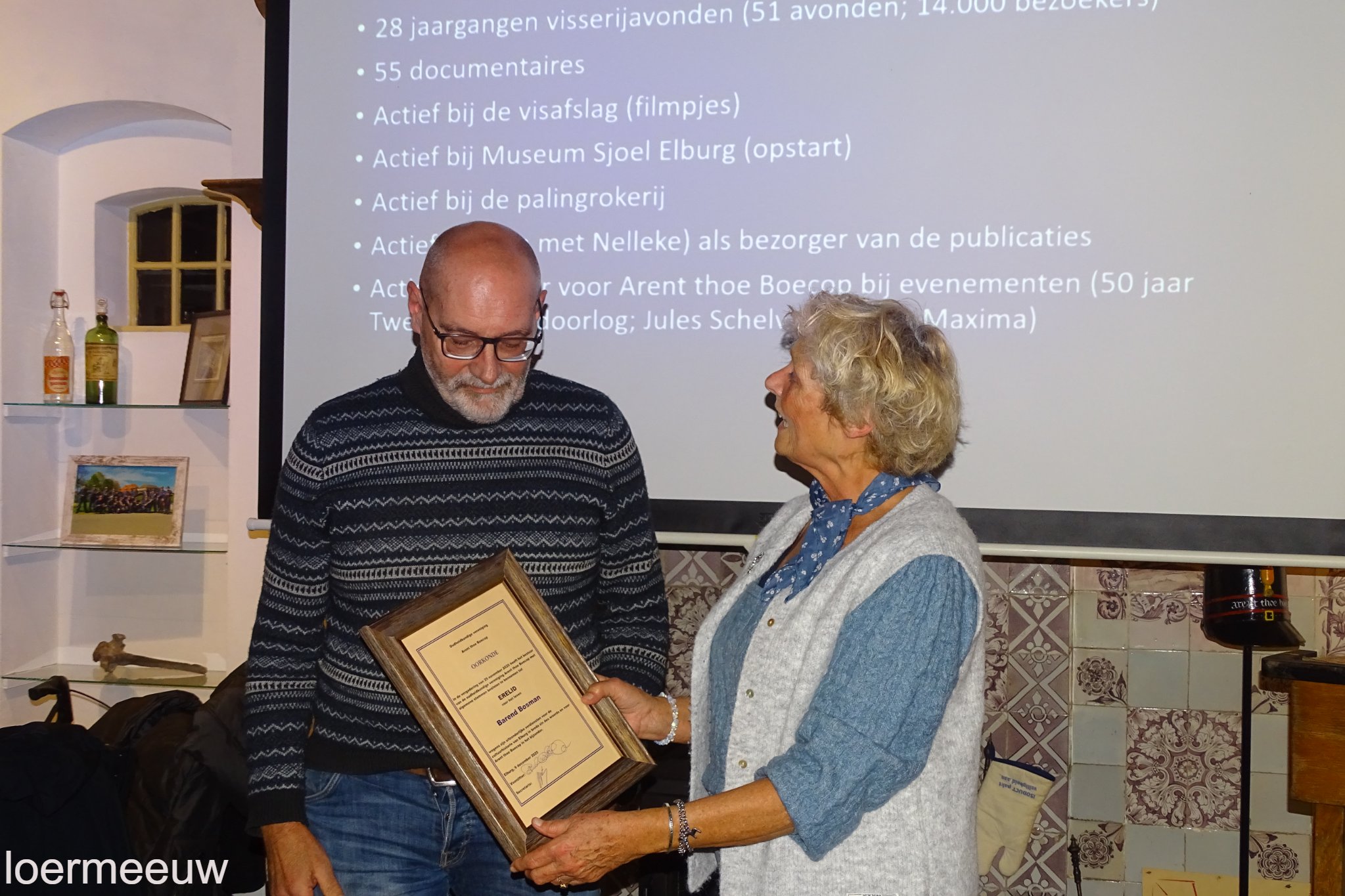 Barend Bosman benoemd tot erelid van Arent thoe Boecop