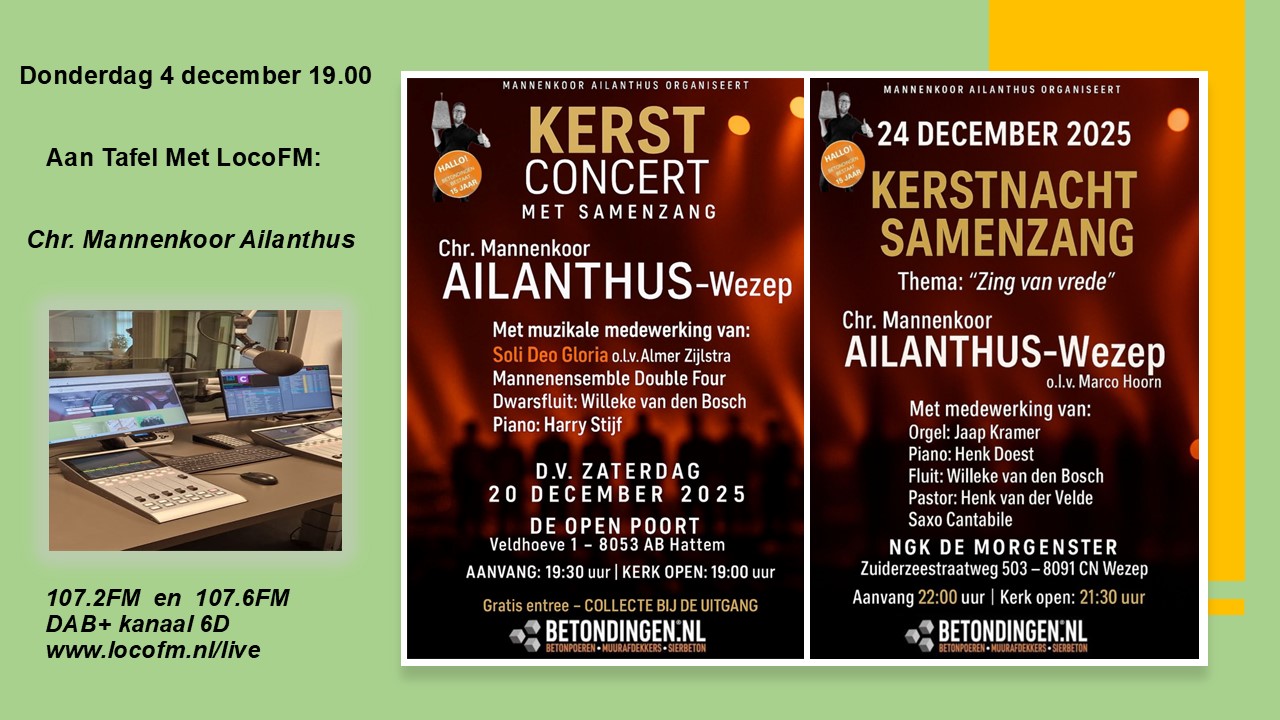 Foto: Kerstconcerten Chr. Mannenkoor Ailanthus centraal bij Aan Tafel Met 