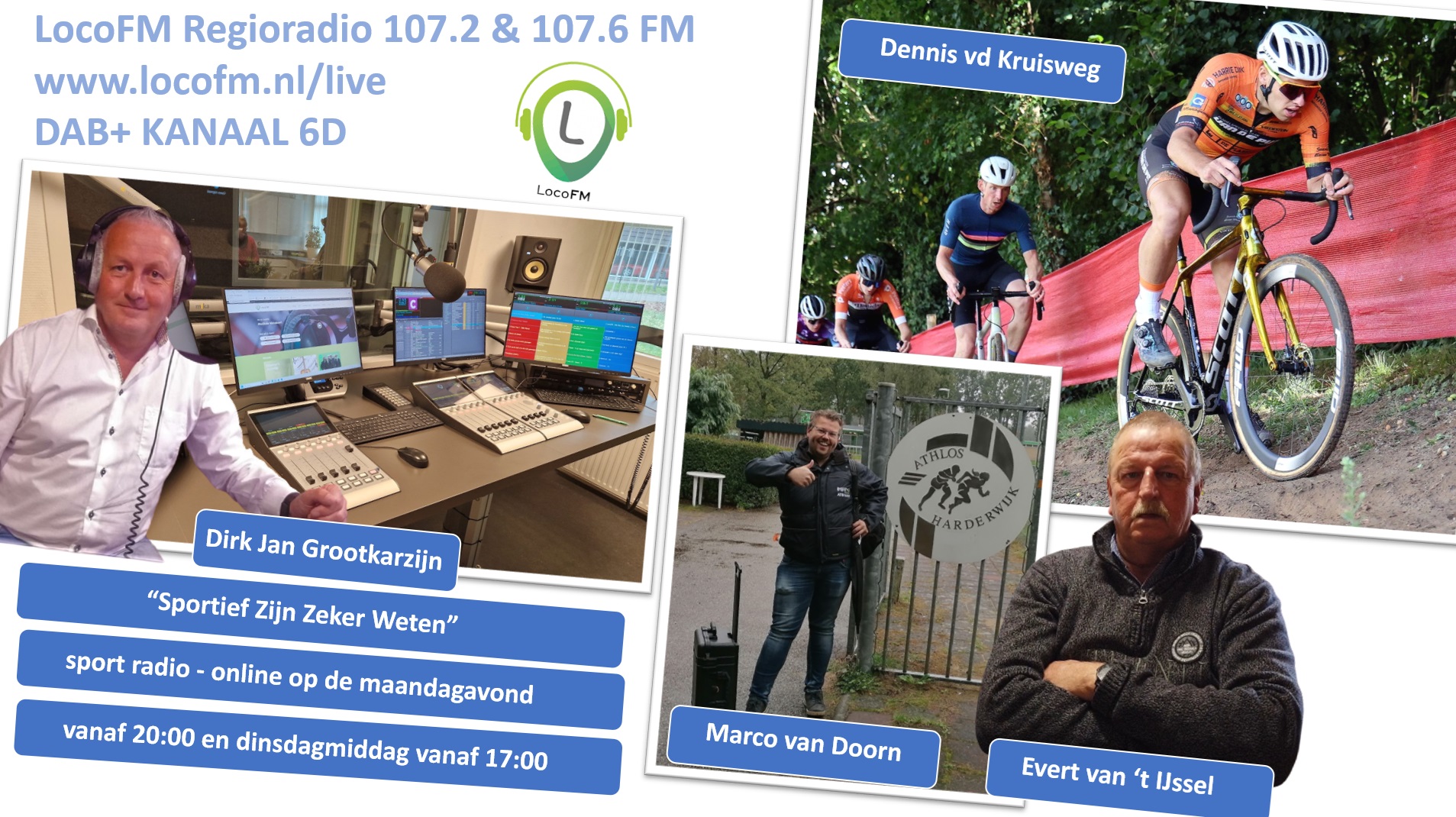 Foto: Veldrijder Dennis van de Kruisweg, Marco van Doorn  over de Hydro Run Bike Run en Evert van ’t IJssel over motocross  bij Sportief Zijn Zeker Weten