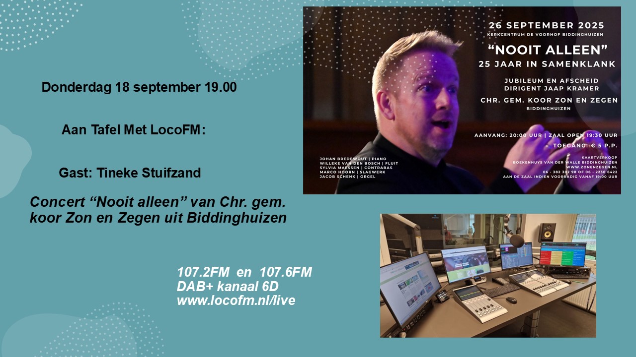 Foto: Concert chr. gemengd koor Zon en Zegen centraal bij Aan Tafel Met 