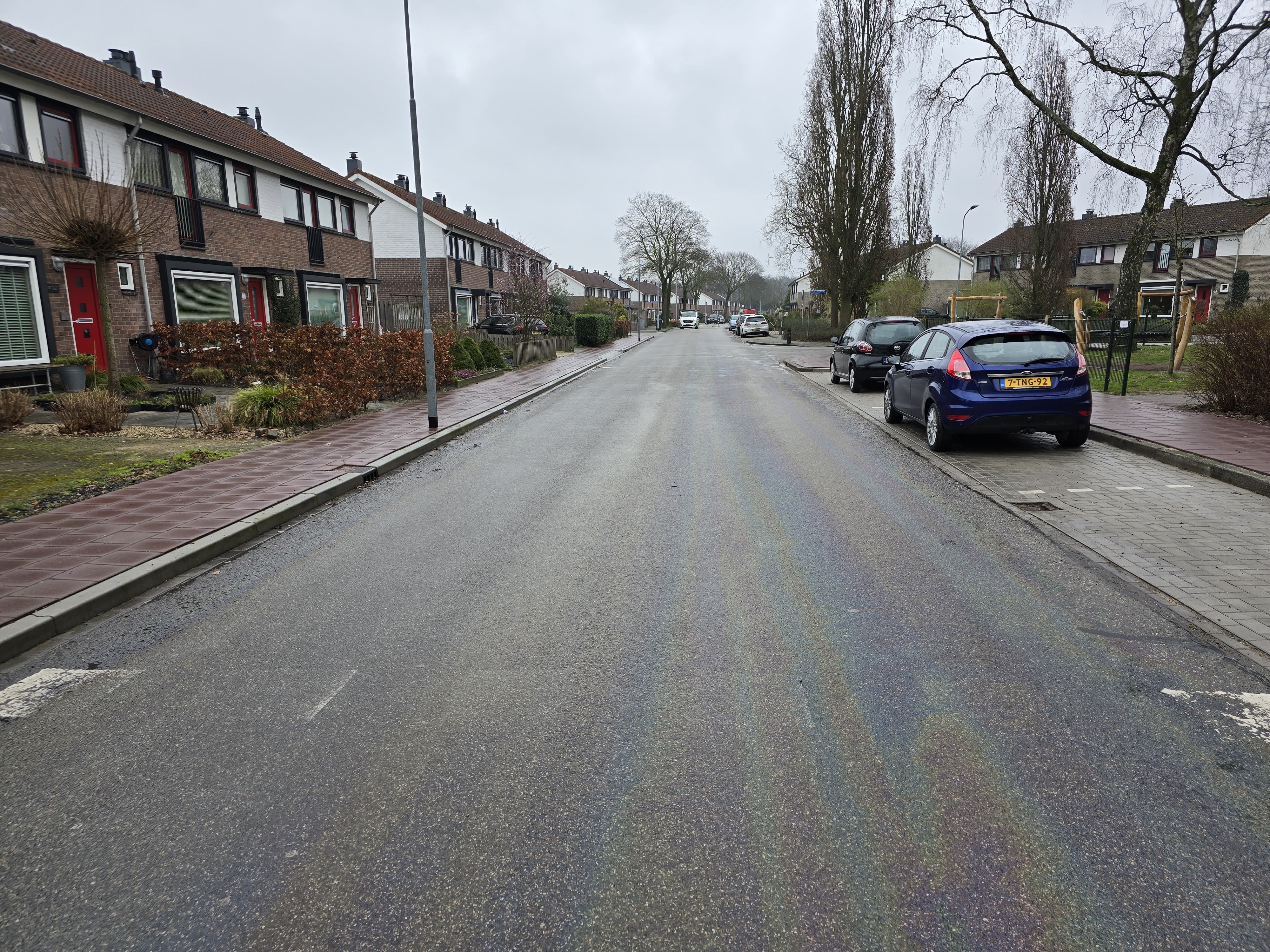 Foto: Grote oliesporen op de Jan Topweg in Nunspeet