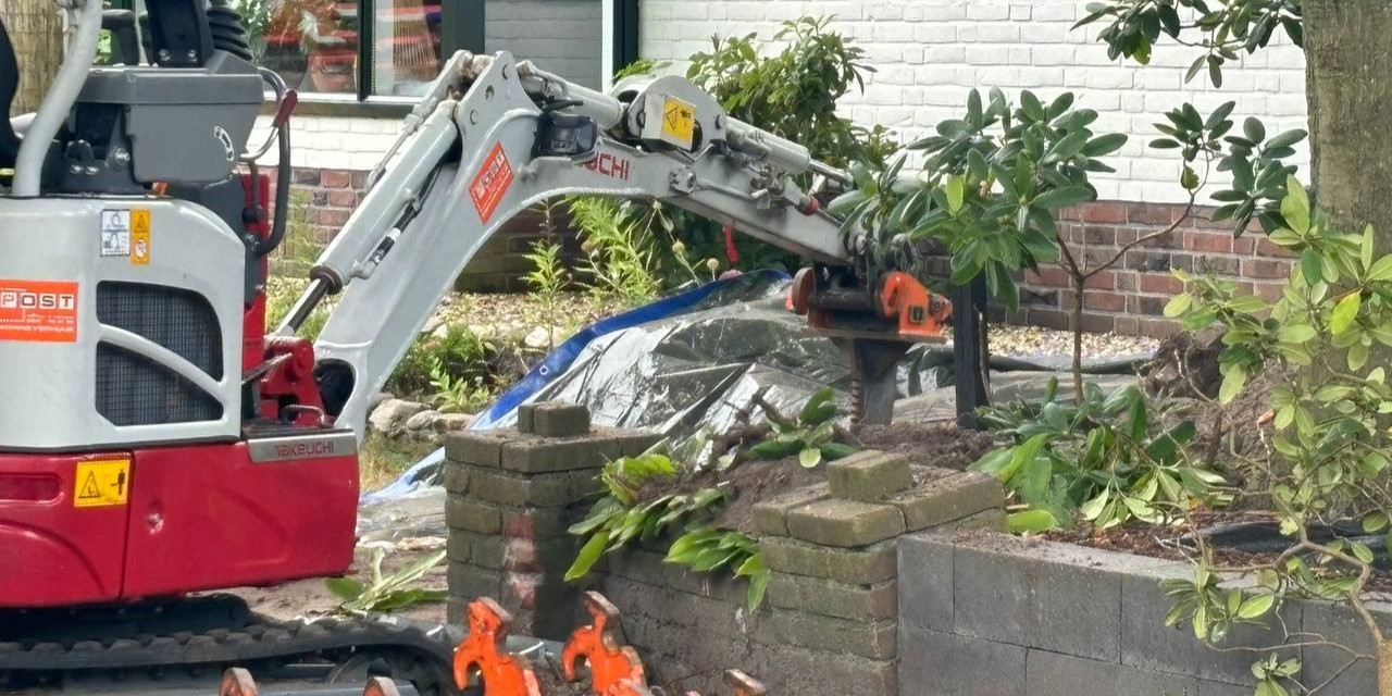 Foto: Gasleiding geraakt tijdens werkzaamheden