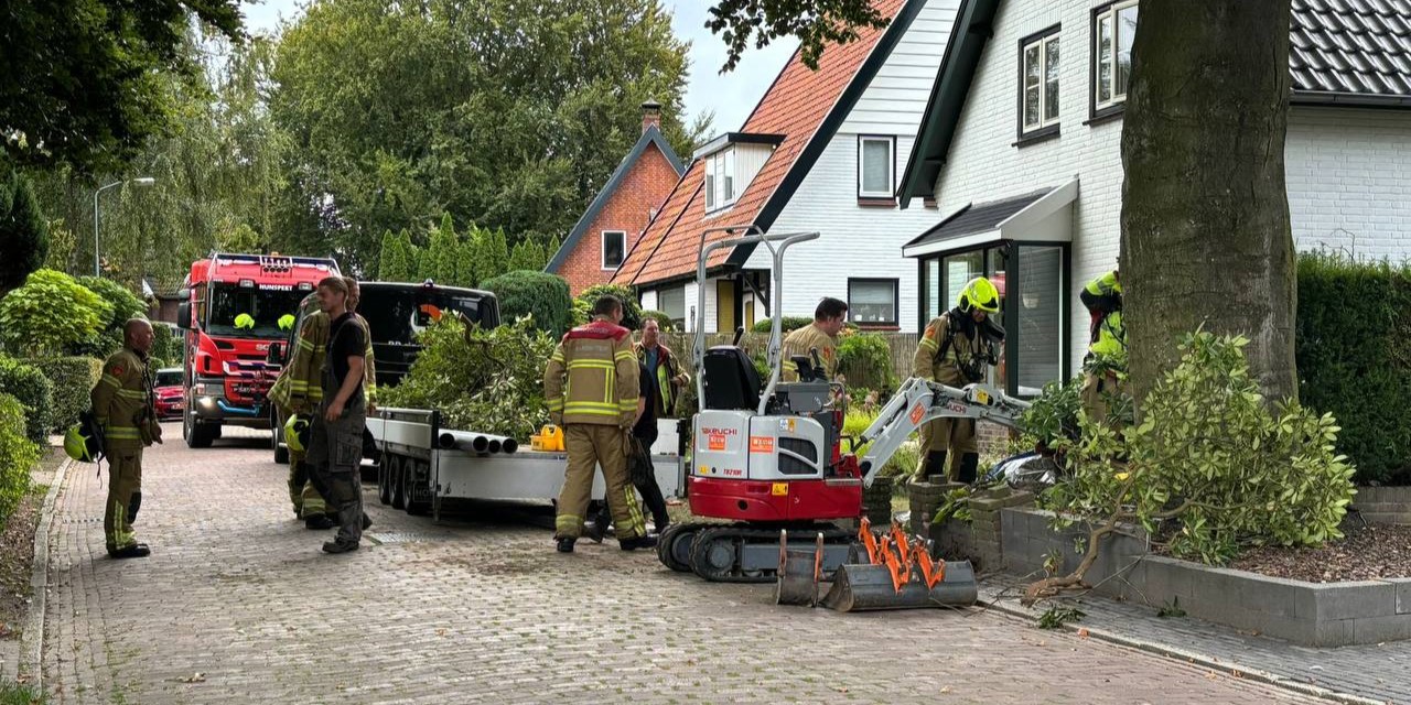 Foto: Gasleiding geraakt tijdens werkzaamheden