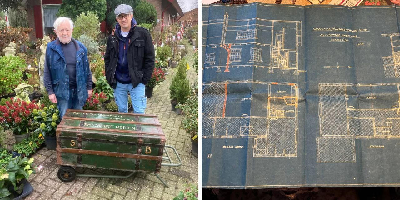 Foto: Jaren later ontvangt familie De Meij de transportkist van hun oma