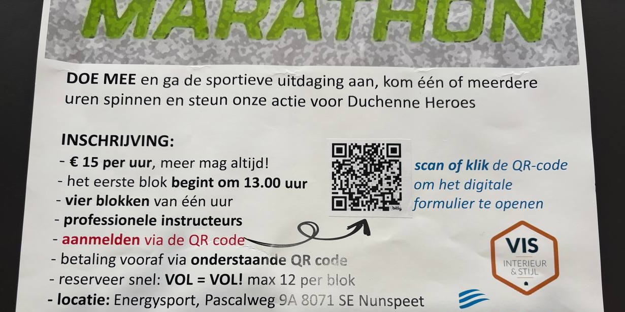 Foto: Spinningmarathon: geld ophalen voor spierziekte Duchenne