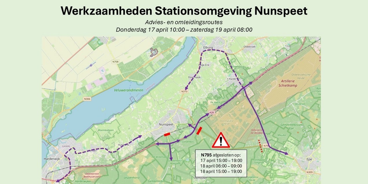Foto: Verkeersafsluitingen door werkzaamheden stationsomgeving Nunspeet