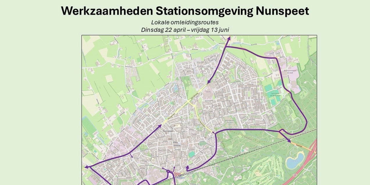 Foto: Verkeersafsluitingen door werkzaamheden stationsomgeving Nunspeet
