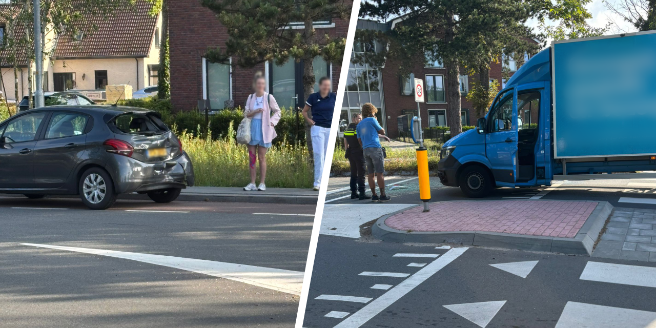 Foto: Aanrijding op ovonde Nijverheidsweg tussen bestelbus en personenauto