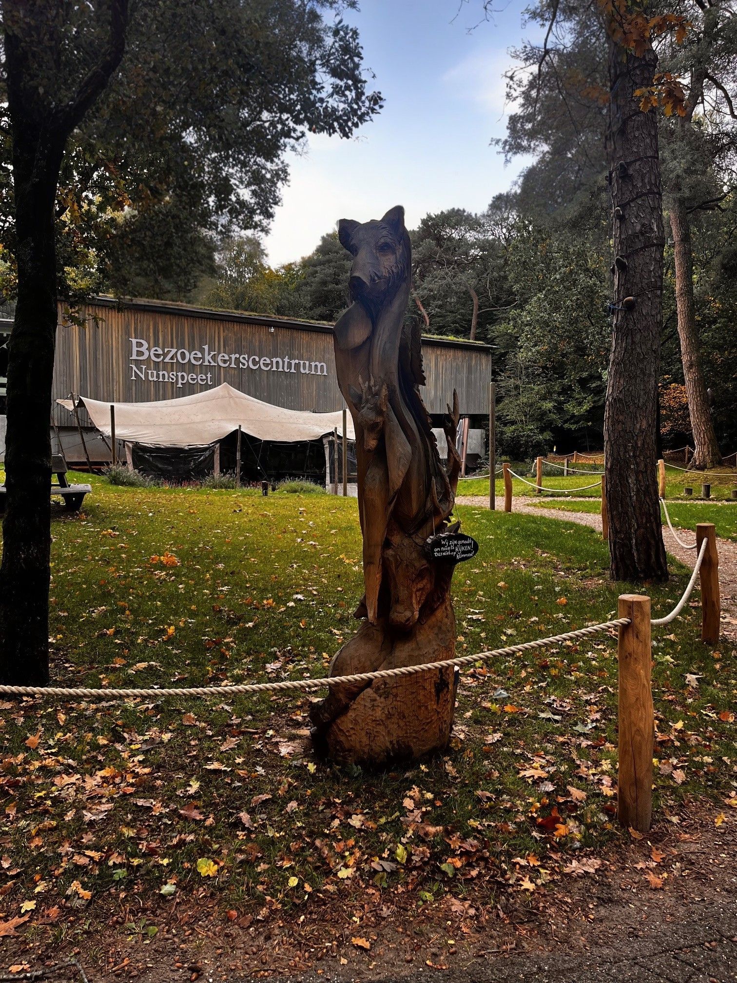 Foto: Totempaal met de ‘Big Five’ van het bos is nieuwste aanwinst bij het Bezoekerscentrum Nunspeet