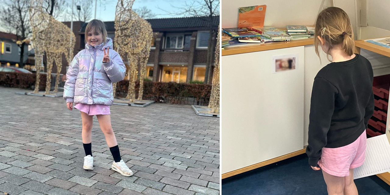 Foto: Dahné (8) gaat in korte broek naar school en wel met een bijzondere reden