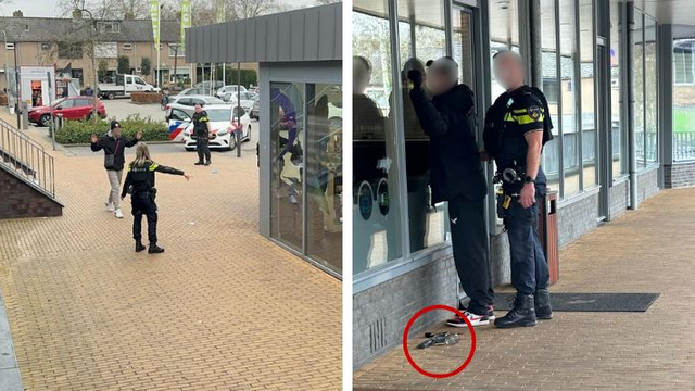 Foto: Politie groots uitgerukt na melding vuurwapen winkelcentrum De Binnenhof Nunspeet