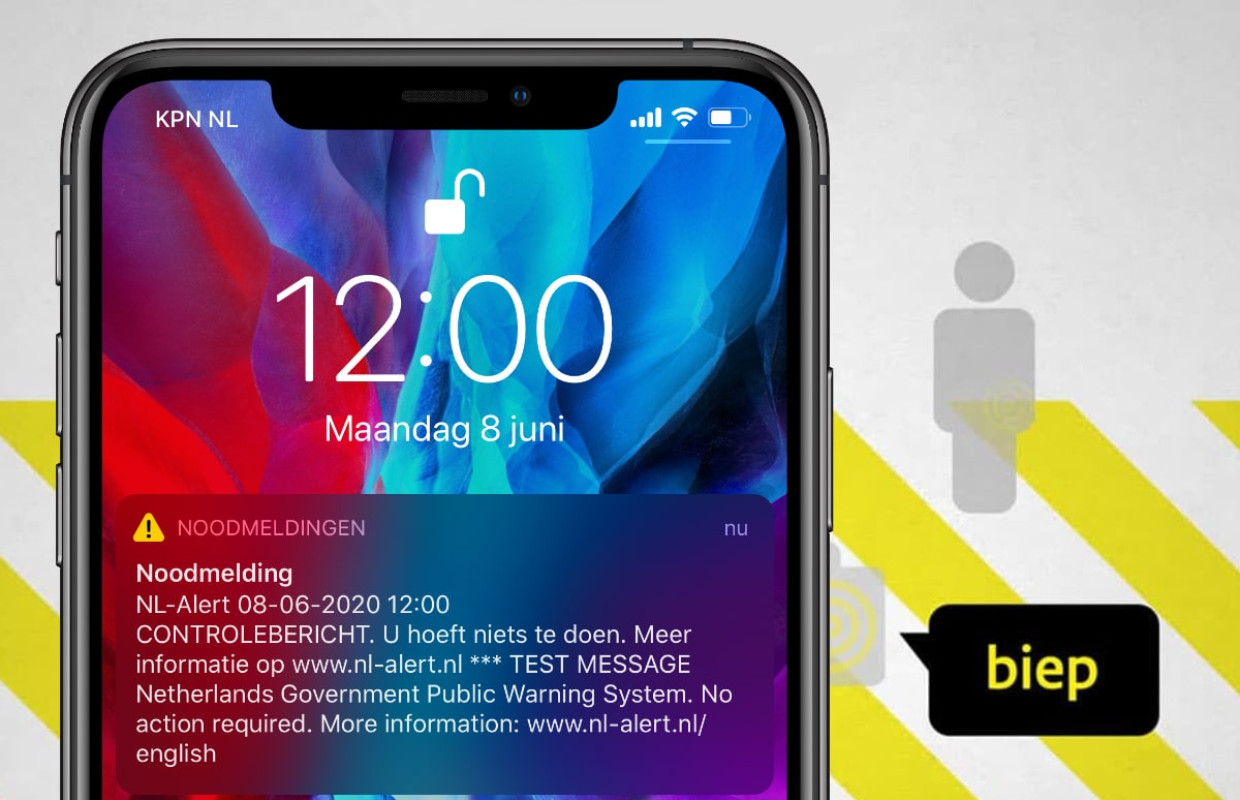 Foto: NL-Alert testbericht op maandag 3 juni