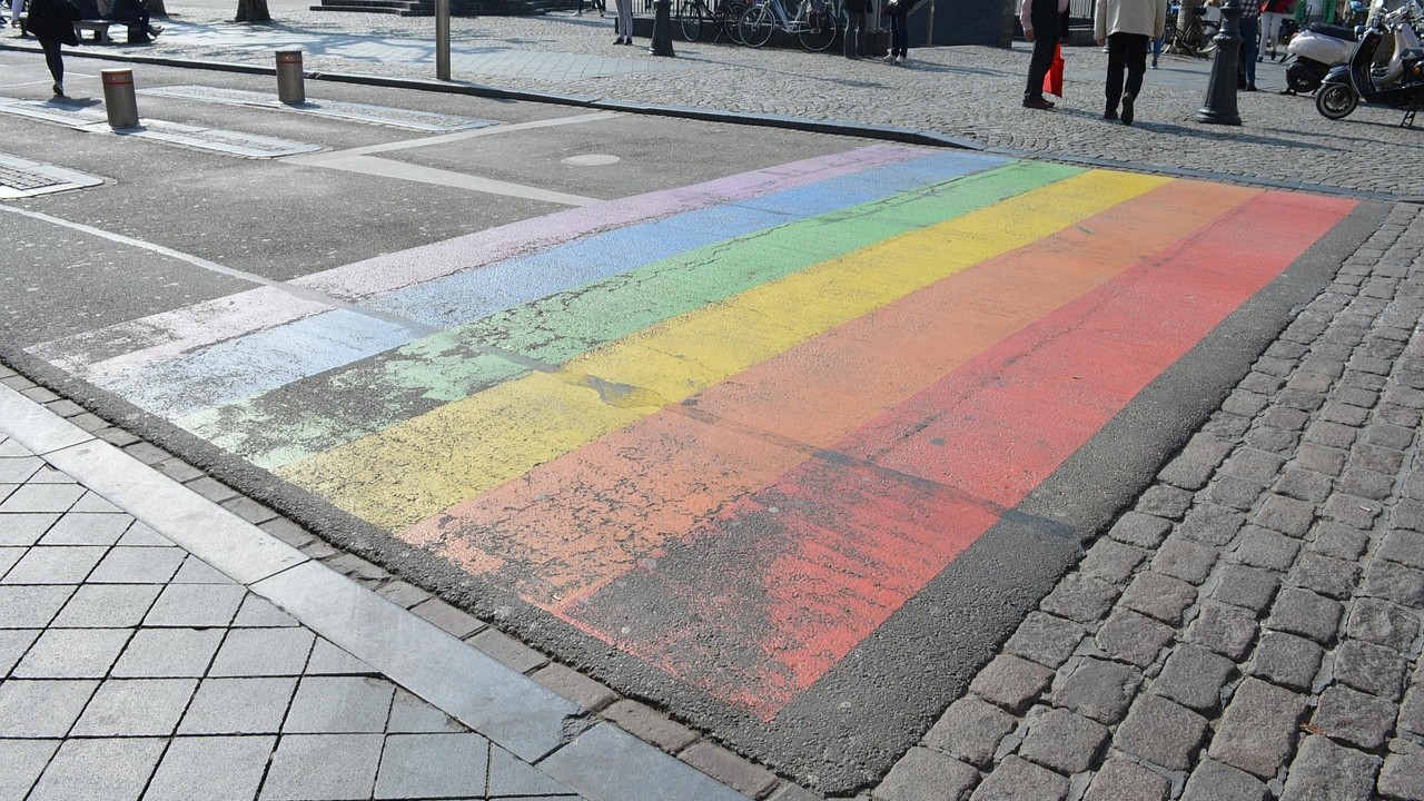 Foto: Een regenboogpad in Nijkerk: de meningen zijn verdeeld