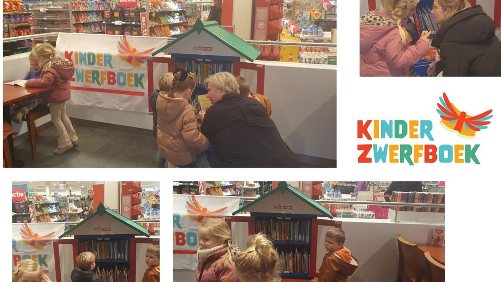 Foto: Kinderzwerfboekstation onthuld bij Hema Nijkerk