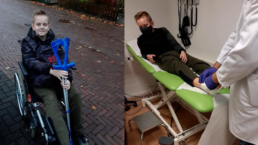 Foto: Niek gaat weer naar school maar pijnvrij is hij nog niet
