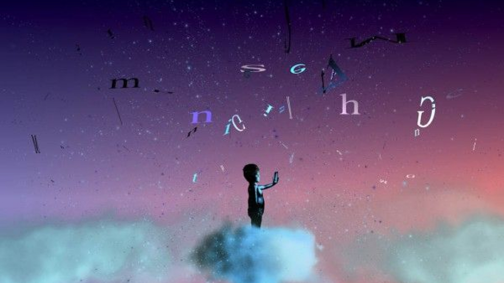 Foto: Zwevende gedichten in Bibliotheek Nijkerk tijdens de Week van de Poëzie