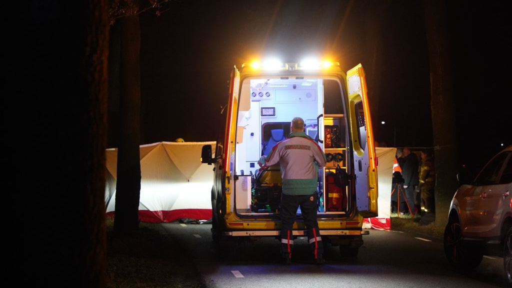 Foto: Auto botst tegen boom, bestuurder overleden